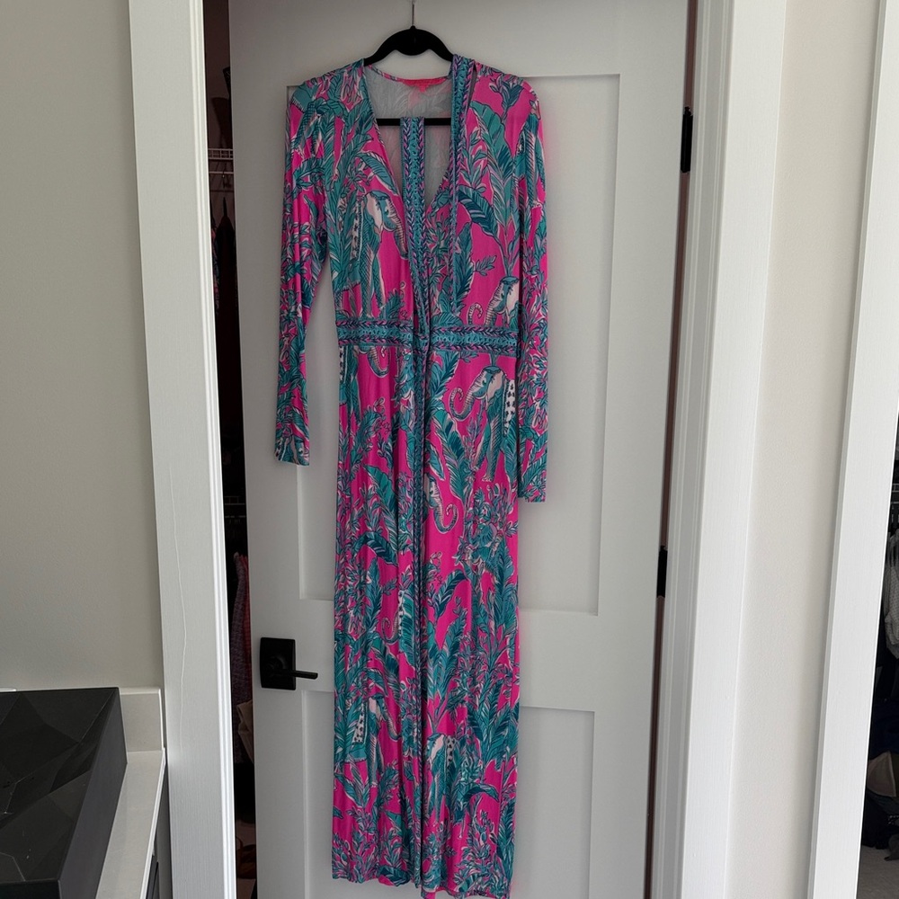 Lilly Pink & Teal Long Sleeve Maxi Dress